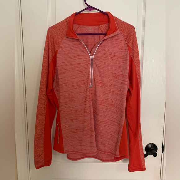 Women’s Athleta Half Zip Running Long Sleeve Reflective Top Coral/Red/Orange XL - Picture 2 of 8